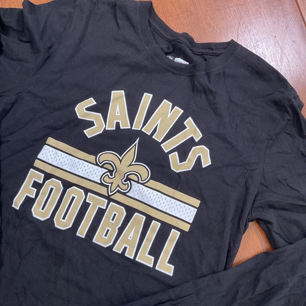 NFL Team Apparel New Orleans Saints Adult Size Medium Long Sleeve Shirt Black